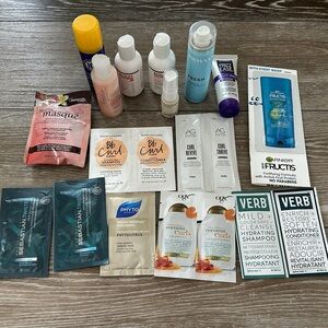 Assorted Hair Care Samples - Multi-Brand Mix (Blue, White, Yellow, Pink)